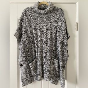 One Size Turtleneck Poncho Style Sweater